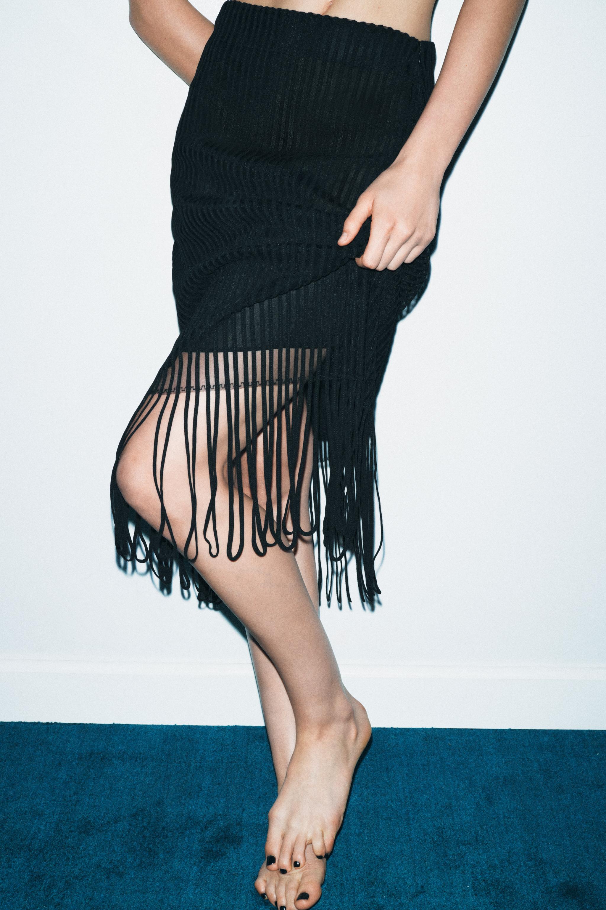 FRINGED STRAP SKIRT